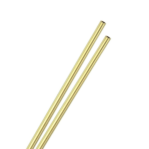Uxcell 2-Pack 300mm Brass Round Tube, 3mm ID 5mm OD Seamless Stainless Steel Tubing for Construction/Machining/DIY Crafting