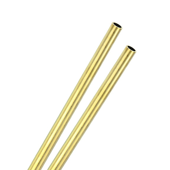 Uxcell 2-Pack 300mm Brass Round Tube,  7mm ID 9mm OD Seamless Stainless Steel Tubing for Construction/Machining/DIY Crafting