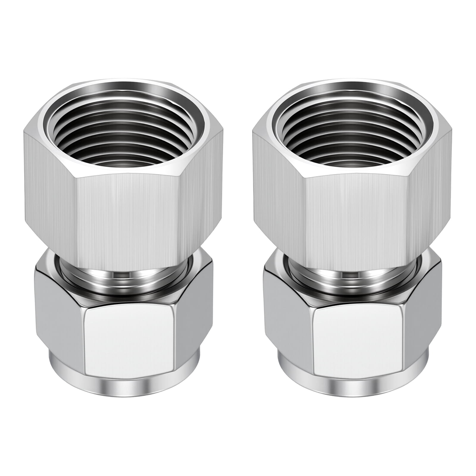 Uxcell 2 Pack 304 Stainless Steel Compression Tube Pipe Fitting, 1/2