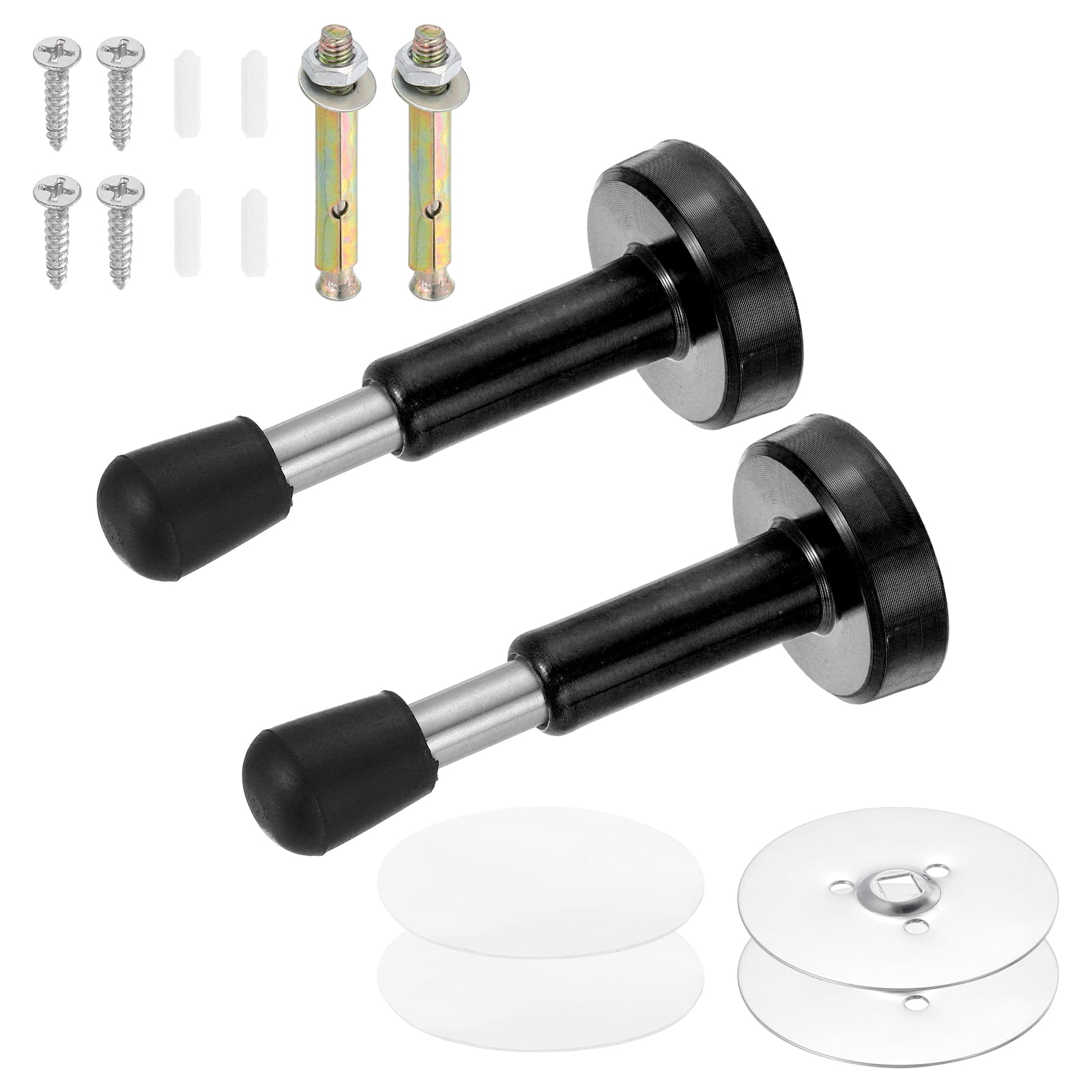 Uxcell 2 Pack 4" Magnetic Door Stoppers, Adjustable Door Stops Bumper, Stainless Steel Wall Protector for Bottom, Top of Door, Home, Office, Black