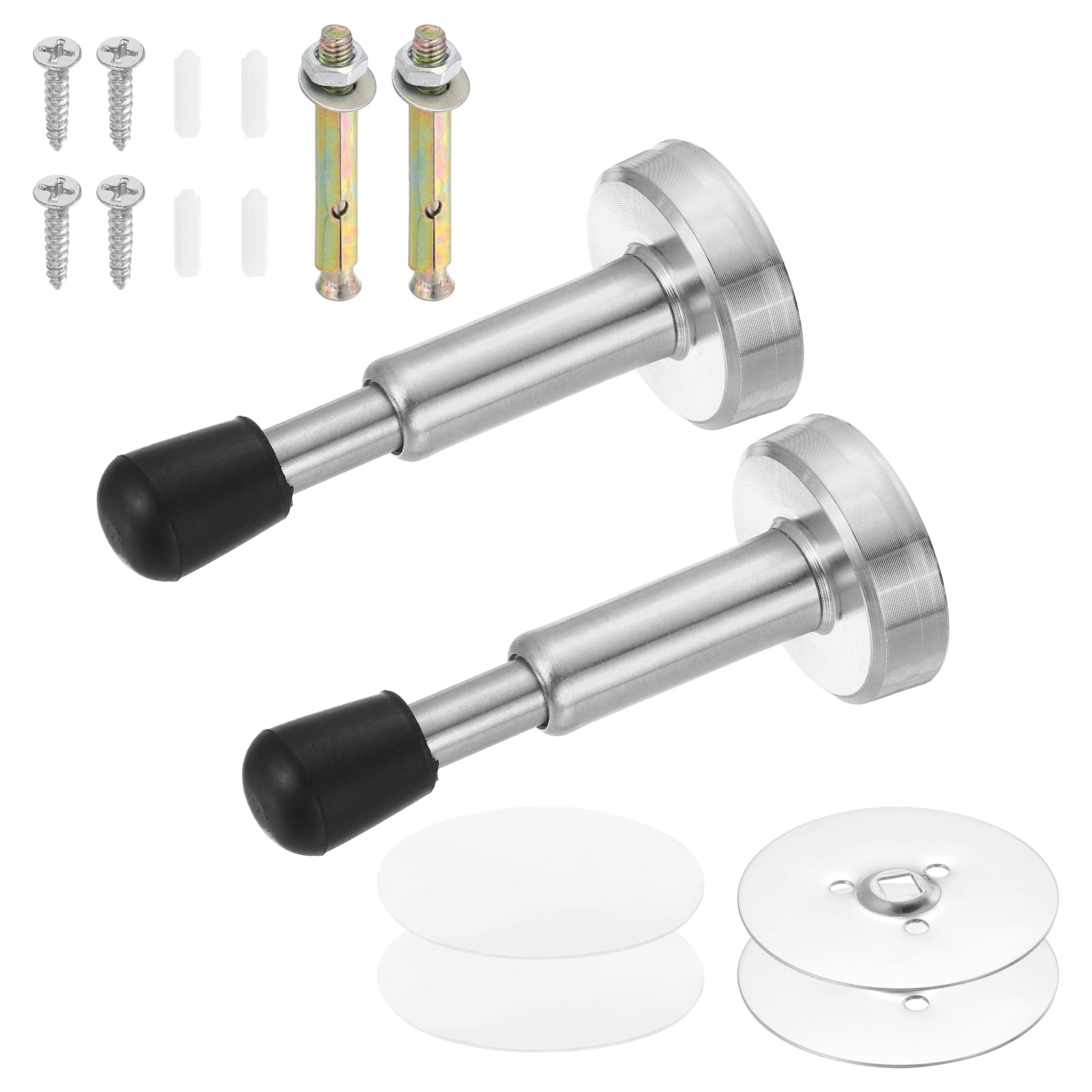 Uxcell 2 Pack 4" Magnetic Door Stoppers, Adjustable Door Stops Bumper, Stainless Steel Wall Protector for Bottom, Top of Door, Home, Office, Silver