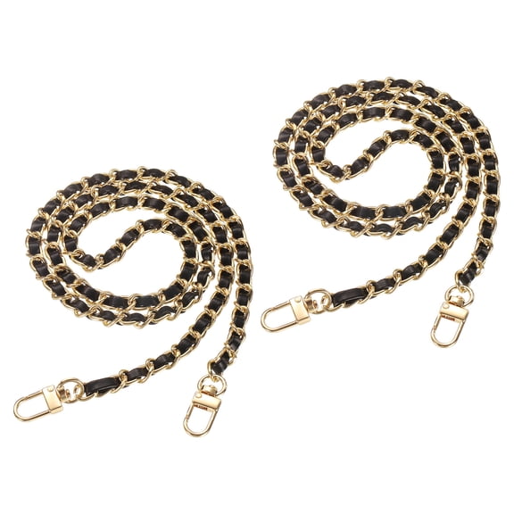 Uxcell 2 Pack 43" Purse Chain Strap with Buckle for Bags(Black, Gold)