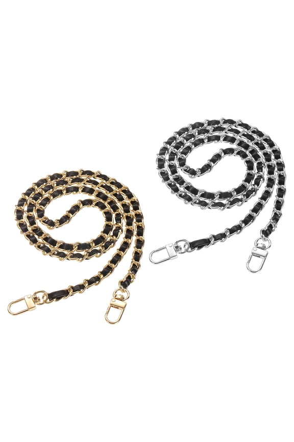 2 Pack 43" Purse Chain Strap with Buckle for Bags(Black, Silver&Black, Gold)