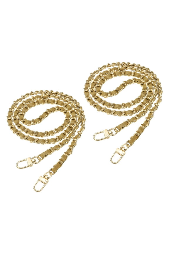 2 Pack 43" Purse Chain Strap with Buckle for Bags(Light Brown, Gold)