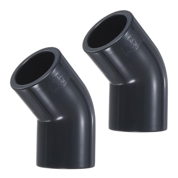Uxcell 2-Pack 45 Degree Adapter Connector, 3/4" Socket Pipe Fitting Elbow Schedule 80 for Water Line, Grey