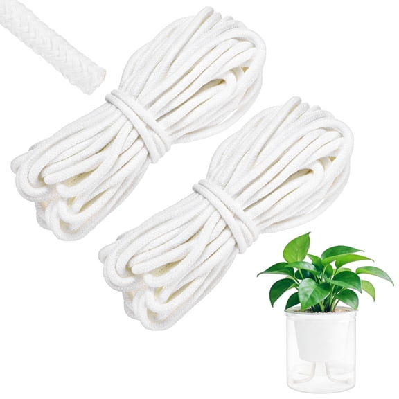 Uxcell 2-Pack 49.2 Feet Self Watering Wick Cord, 1/4 Inch Cotton Rope Self Wicking Rope for Potted Plants/Seedlings [White]