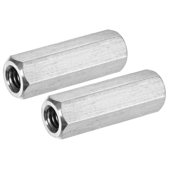 Uxcell 2-Pack 5/16"-18 UNC Hex Coupling Nuts, 1.57" Length 304 Stainless Steel Fully Threaded[Silver Tone]