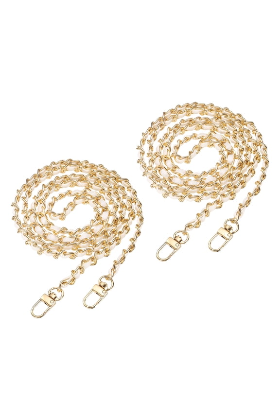 2 Pack 55" Purse Chain Strap with Buckle for Bags(White, Gold)