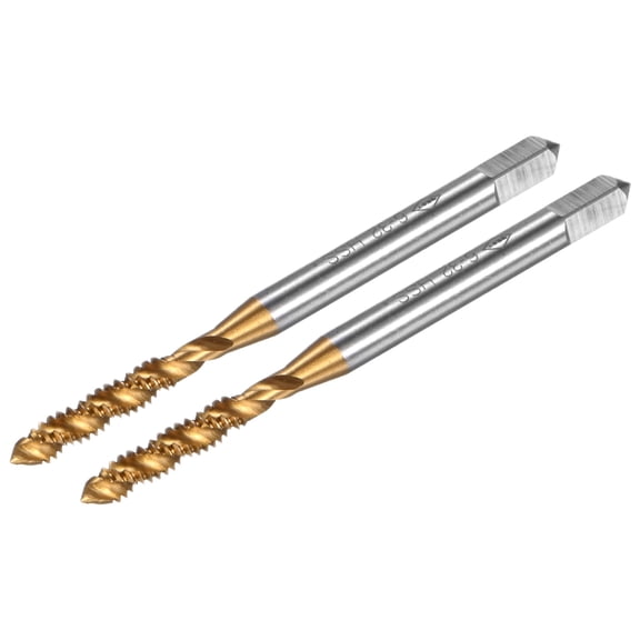 Uxcell 2-Pack 6-32 UNC Spiral Flute Thread Tap, HSS Titanium Coated Right Hand Threading Tap Screw Tapping Tool