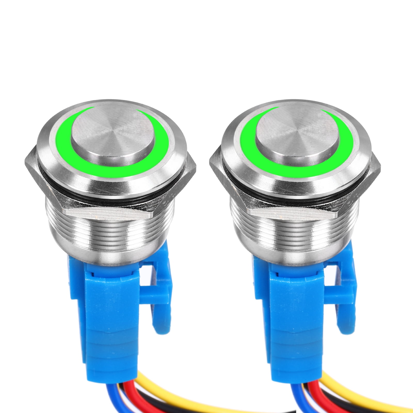 Uxcell 2 Pack 7/8 Inch Stainless Steel Momentary Push Button Switch ...