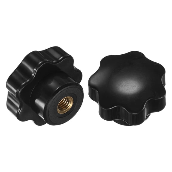 Uxcell 2-Pack 7 Star Knobs, M8 Female Thread 40mm Seven-Pointed Head Blind Hole Clamping Grip Handlesb [Black]