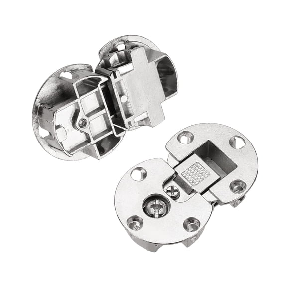 Uxcell 2 Pack 90 Degree Hidden Flap Hinges, 2.52" x 1.54", Zinc Alloy Cabinet Door Concealed Hinge for Cabinet Door Folding Computer Desk, Silver