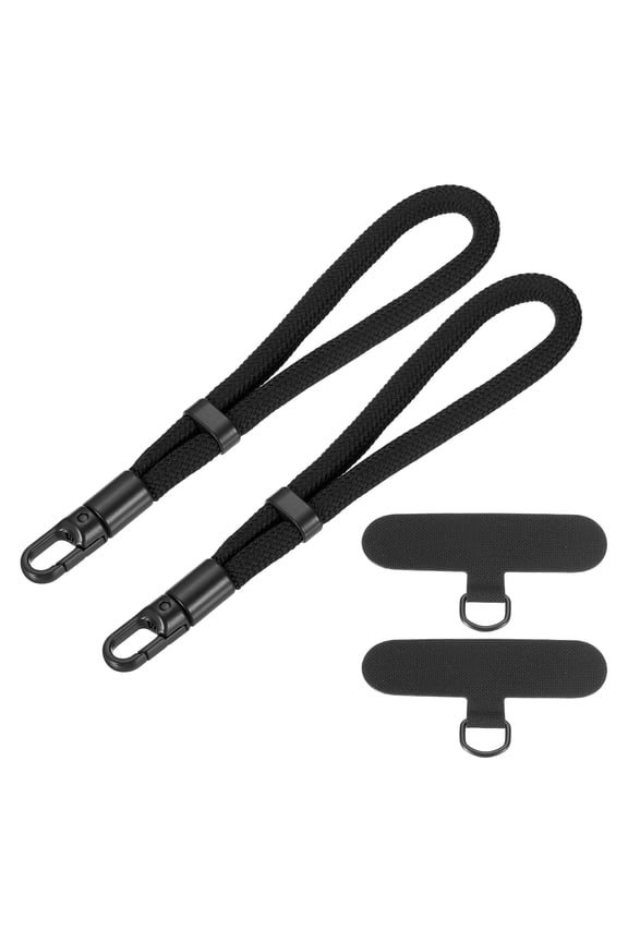 2 Pack Adjustable Cell Phone Lanyard Strap, Hand Wrist Strap Lanyard with Tether Tabs Cellphone Keychain Wrist for Smartphones Key Chain Women and Men, Black