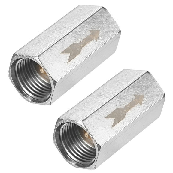 Uxcell 2-Pack Air Check Valve, 1/2" Nickel Plating Copper One Way Non Return Air Valve for Gas/Oil/Water Connection