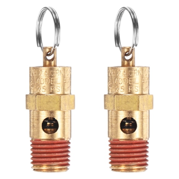 Uxcell 2-Pack Air Compressor Pressure Release Safety Valve, 1/4" NPT Male 125 PSI Brass Threaded Automatic Air Vent Valve