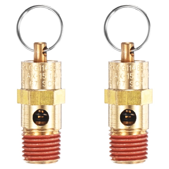 Uxcell 2-Pack Air Compressor Pressure Release Safety Valve, 1/4" NPT Male 175 PSI Brass Threaded Automatic Air Vent Valve