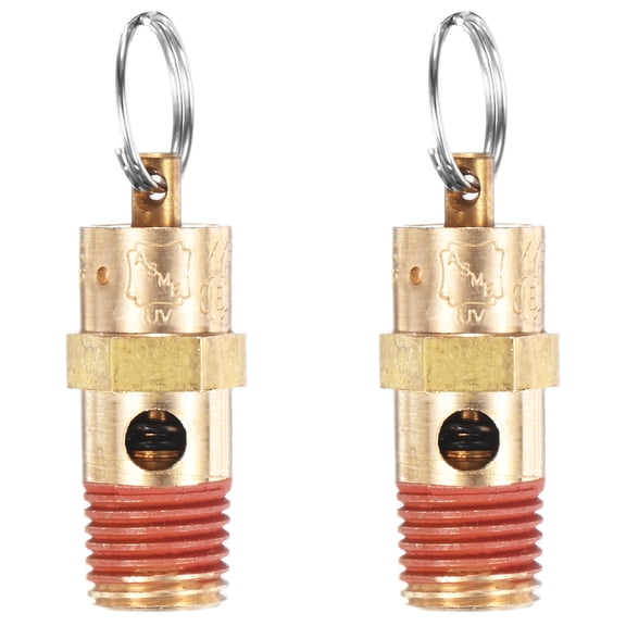 Uxcell 2-Pack Air Compressor Pressure Release Safety Valve, 1/4" NPT Male 200 PSI Brass Threaded Automatic Air Vent Valve
