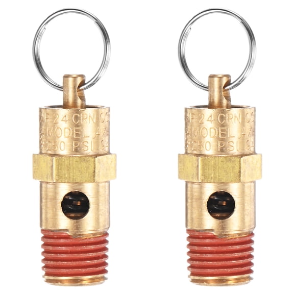 Uxcell 2-Pack Air Compressor Pressure Release Safety Valve, 1/4" NPT Male 250 PSI Brass Threaded Automatic Air Vent Valve