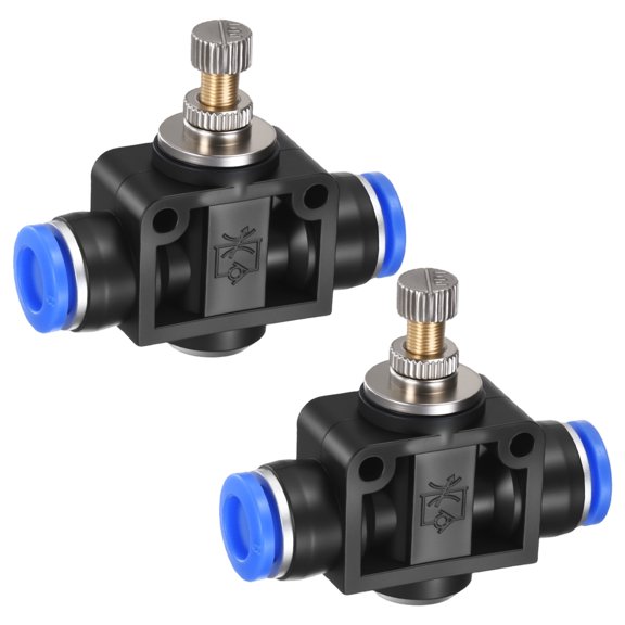 Uxcell 2-Pack Air Flow Control Valve with Push-to-Connect Fitting, 8mm(5/16") OD Pneumatic Quick Speed Controller Union Straight