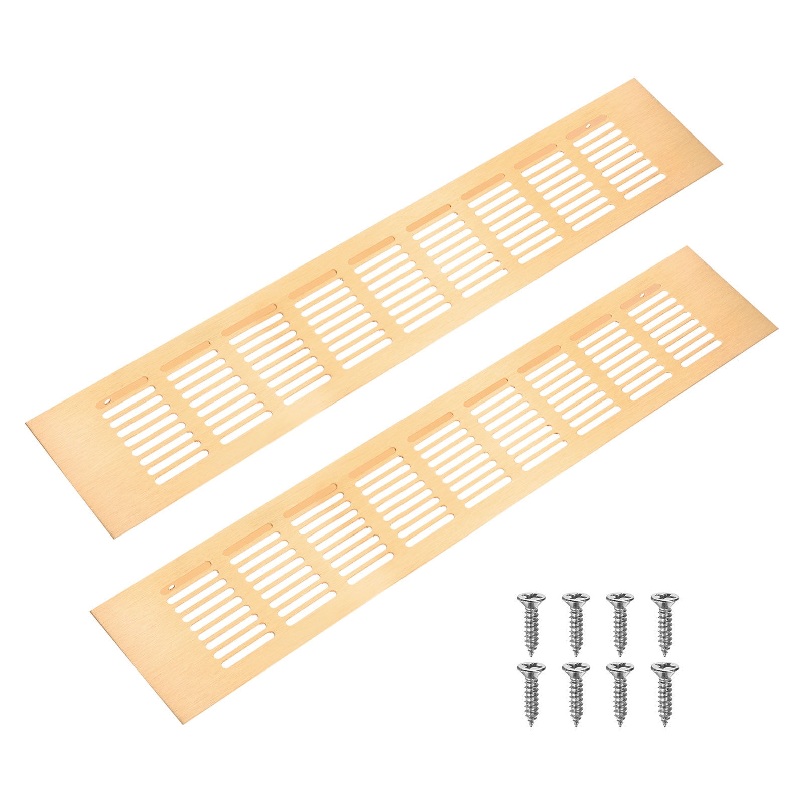 Uxcell 2-Pack Aluminum Alloy Door Air Vent Cover, 16x3"/400x80mm Ventilation Grille with Screws for Cabinet [Brushed Gold]