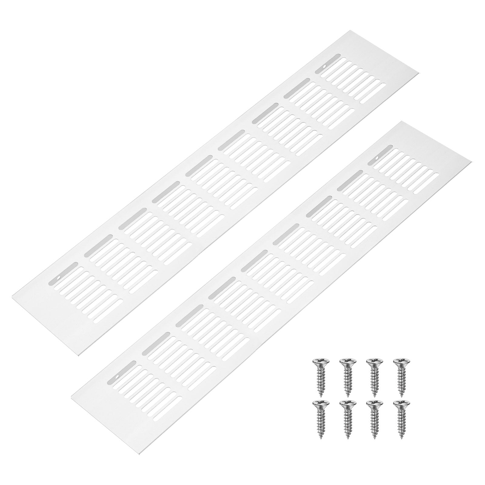 Uxcell 2-Pack Aluminum Alloy Door Air Vent Cover, 16x3"/400x80mm Ventilation Grille with Screws for Cabinet [Silver]