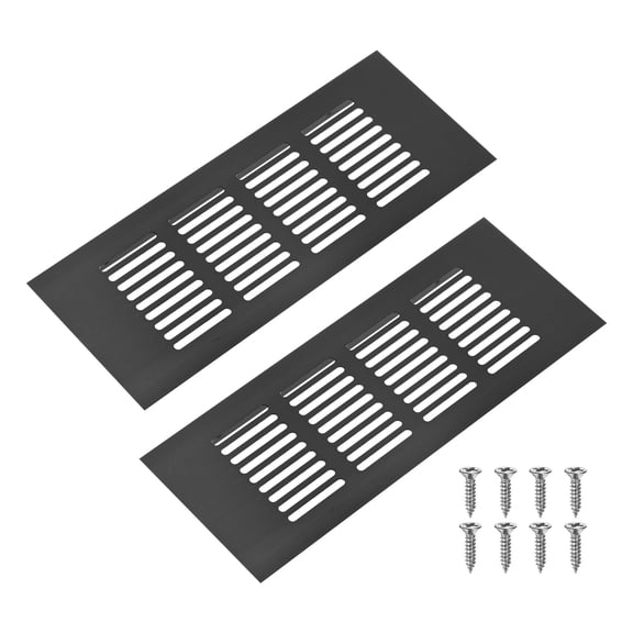 Uxcell 2-Pack Aluminum Alloy Door Air Vent Cover, 8x3"/200x80mm Ventilation Grille with Screws for Cabinet [Black]