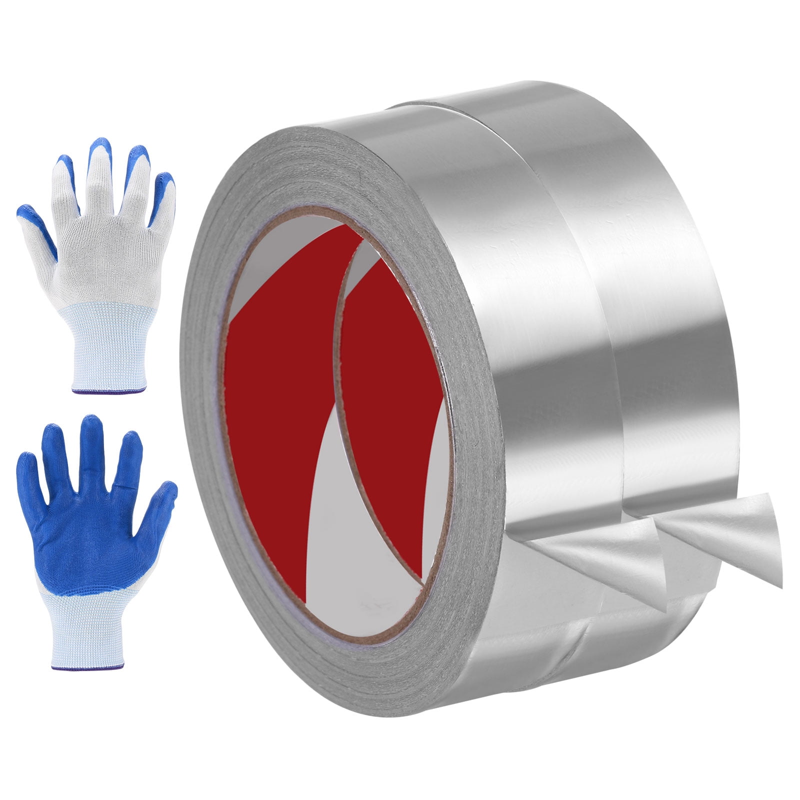 Uxcell 2 Pack Aluminum Foil Tape, 33 Ftx1.2inx2.4mil Heavy Duty HVAC Tape Metal Duct Tapes Heat Resistant Tape Insulation Tapes with Gloves for Air Ductwork, Dryer Vent, HVAC Sealing