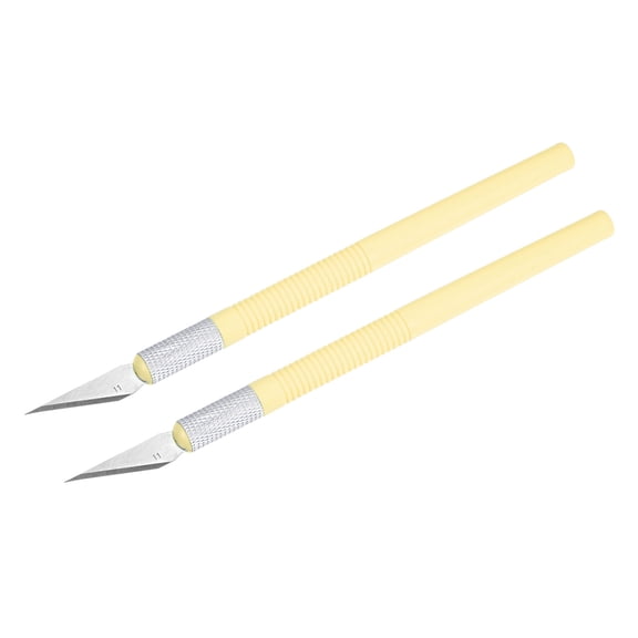 Uxcell 2 Pack Art Craft Carving Knife with 2 Pack Metal Plate PP Handle Beige (2 Set)