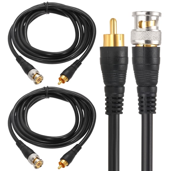 Uxcell 2 Pack BNC Male to RCA Male Coaxial Cable, 2M RG59 75-3 Video Cable Extension Connector for DVR CCTV Camera Security System Monitor Video Connection, Black