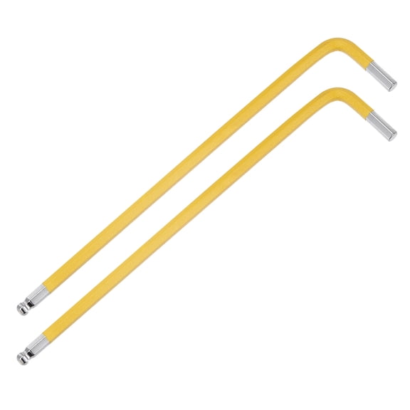 Uxcell 2-Pack Ball End Hex Key Wrench, 4mm L Shape Extra Long Arm S2 Steel Repairing Tool, Metric Hexagonal Wrench [Yellow]