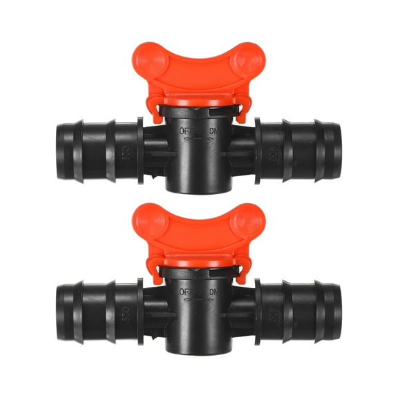Uxcell 2 Pack Barbed Ball Valve for 1 inch Drip Tubing Plastic In-Line Ball Valve Shut-Off Switch