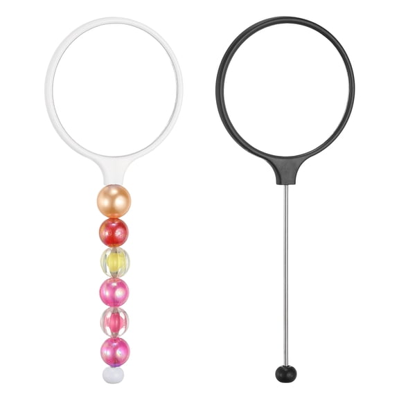 Uxcell 2 Pack Beadable Mirrors with Handle, 5.7 Inch Long Bead Mirror Bars Removable, Portable Round Hand Mirrors for DIY Jewelry Making and Beaded Crafts (Black, White)