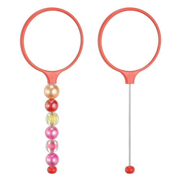 Uxcell 2 Pack Beadable Mirrors with Handle, 5.7 Inch Long Bead Mirror Bars Removable, Portable Round Hand Mirrors for DIY Jewelry Making and Beaded Crafts (Red)