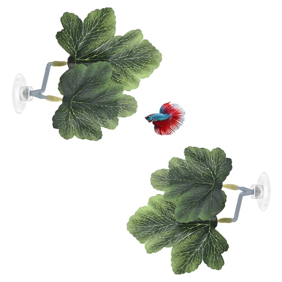 Uxcell 2-Pack Betta Fish Leaf Pad, Hammock Plant Leaf Pad, Resting Fish Rest Bed for Fish Tank Decorations [Green, Grape Leaves-Shaped]
