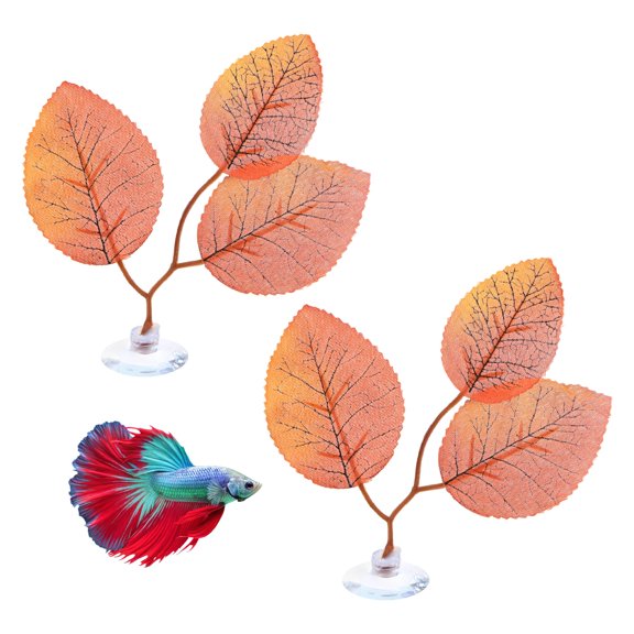 Uxcell 2-Pack Betta Fish Leaf Pad Plastic, Simulating the Natural Habitat Fish Hammock for Spawning Ground [3-Rose-Shaped,Red]