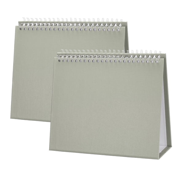 Uxcell 2 Pack Blank Desk Calendar Base, Flip Calendar Standing 8.3 x 6.7" Pearl Paper Small Desk Calendar for DIY Home Office Desktop Accessory Decor Monthly Planner, Gray