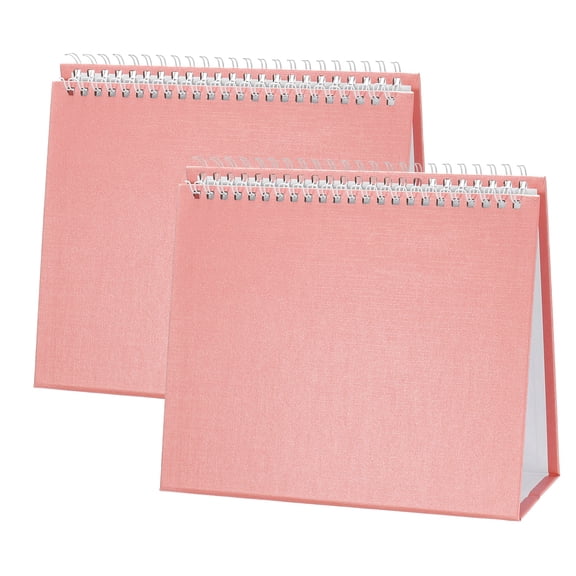 Uxcell 2 Pack Blank Desk Calendar Base, Flip Calendar Standing 8.3 x 6.7" Pearl Paper Small Desk Calendar for DIY Home Office Desktop Accessory Decor Monthly Planner, Pink