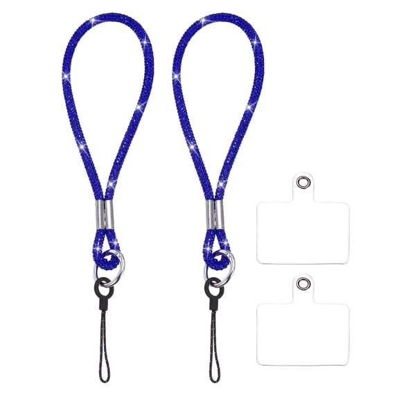 Uxcell 2 Pack Bling Wristlet Keychain, Full Rhinestone Wristlet Lanyard, Sparkly Replacement Lanyard with Tether Tab for Women, Phone Wallet, Credit Card Holder, Dark Blue