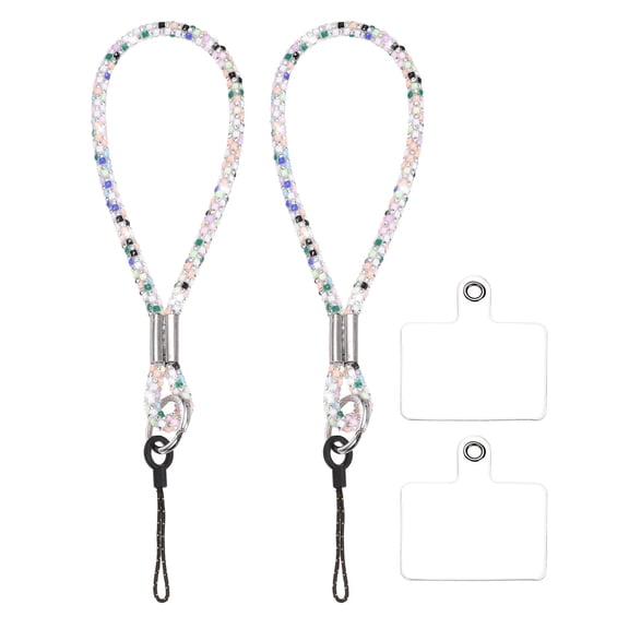 Uxcell 2 Pack Bling Wristlet Keychain, Full Rhinestone Wristlet Lanyard, Sparkly Replacement Lanyard with Tether Tab for Women, Phone Wallet, Credit Card Holders, Color Mix