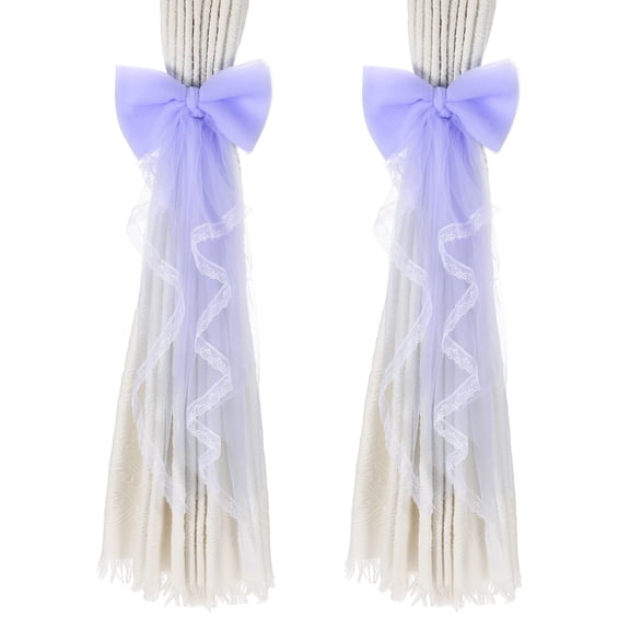 Uxcell 2 Pack BowKnot Curtain Tiebacks, Lace Bow Curtain Tiebacks Drape Holder Elegant Decorative Tie Backs French Bow Decorative Rope Accessories for Home Office Decorative, Violet