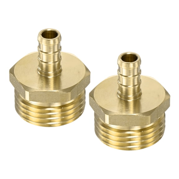 Uxcell 2-Pack Brass Garden Hose Adapter Swivel Fitting, 3/8" PEX Barb to 3/4" GHT Male Connector Swivel Hex Brass Garden Water Hose Pipe Connector for Lawn