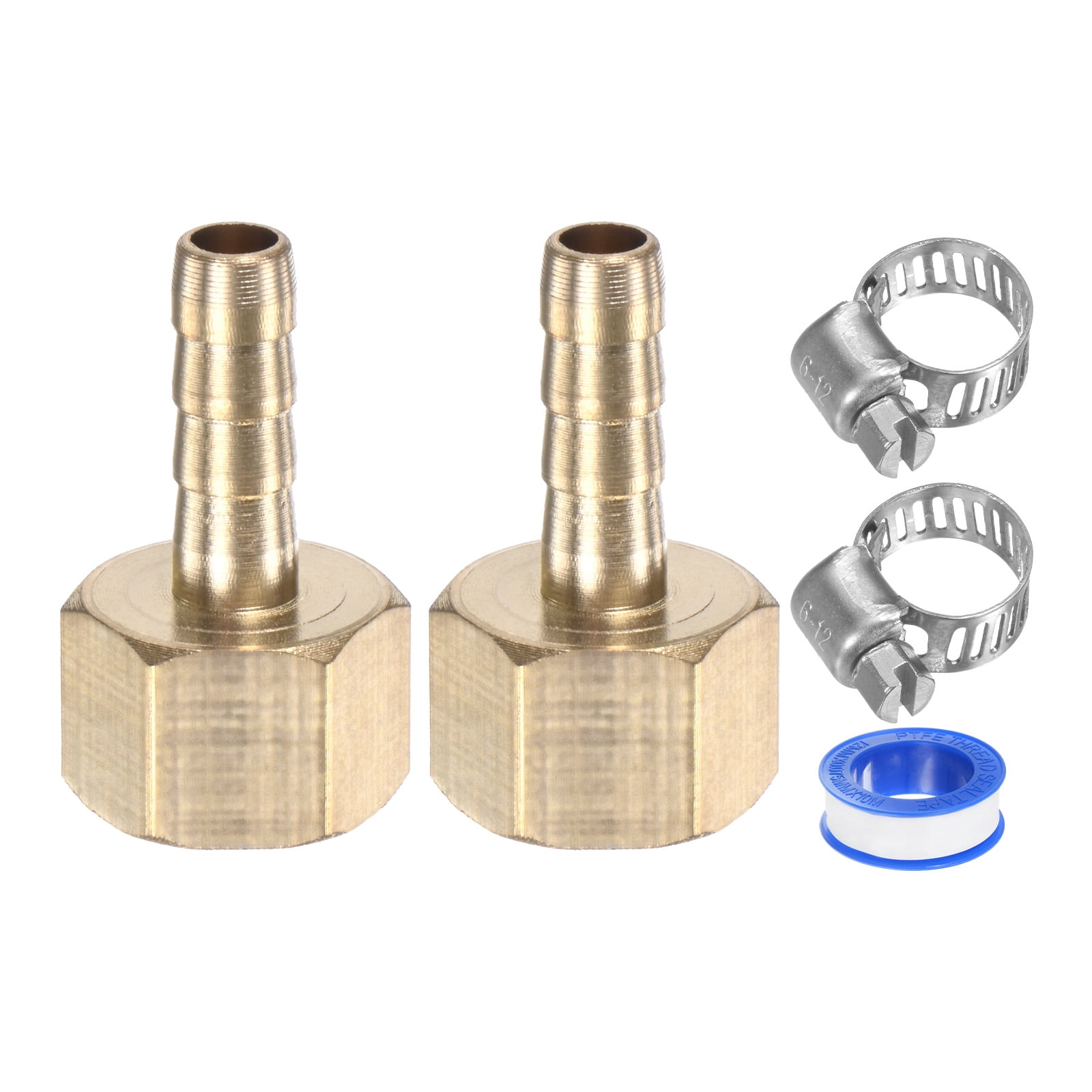 Uxcell 2-Pack Brass Hose Barb Fittings, 6mm x G1/4 Female Adapter Hose ...