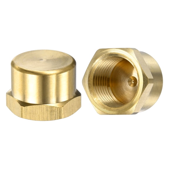 Uxcell 2-Pack Brass Pipe Fitting, 1/2 Inch NPT Female Thread Hex End Cap for Gas Line, Water Line, Stop Valve Cap Tubing Ends