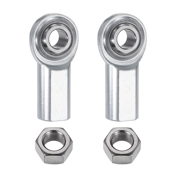 Uxcell 2 Pack CF5 Rod End Bearing 1/2 Inch Bore, 1/2-20 Right Hand Female Thread, Self-Lubricating Joint Rod Ends with Jam Nuts