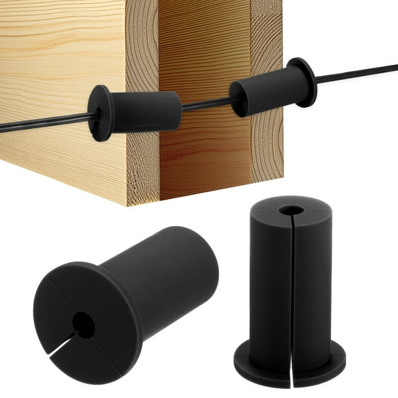 Uxcell 2Pcs Cable Routing Kit for 1" Wall Hole 2.05" Length Wall Grommet Black