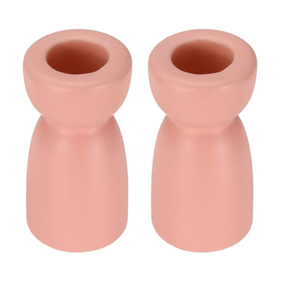 Uxcell 2 Pack Candlestick Holder Pink Ceramic Taper Candle Holder Candle Stand Holders Modern Style Decoration for Centerpiece Tabletops Anniversary