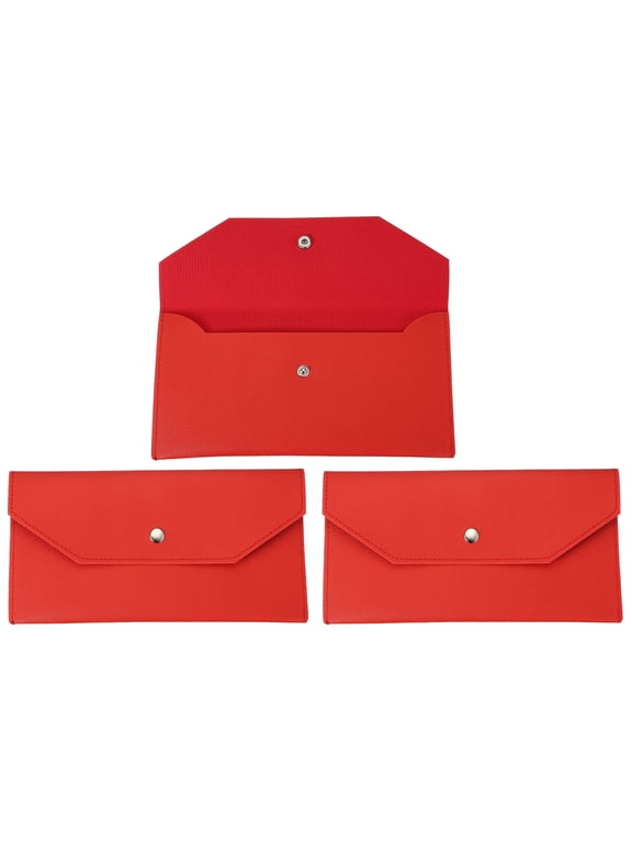 2 Pack Cash Envelope Wallet, Budget Cash Holder Reusable Money Bag Pouch Leather Money Organizer Pouch for Men Women Receipt Check Bill Travel Graduation Holidays, Red