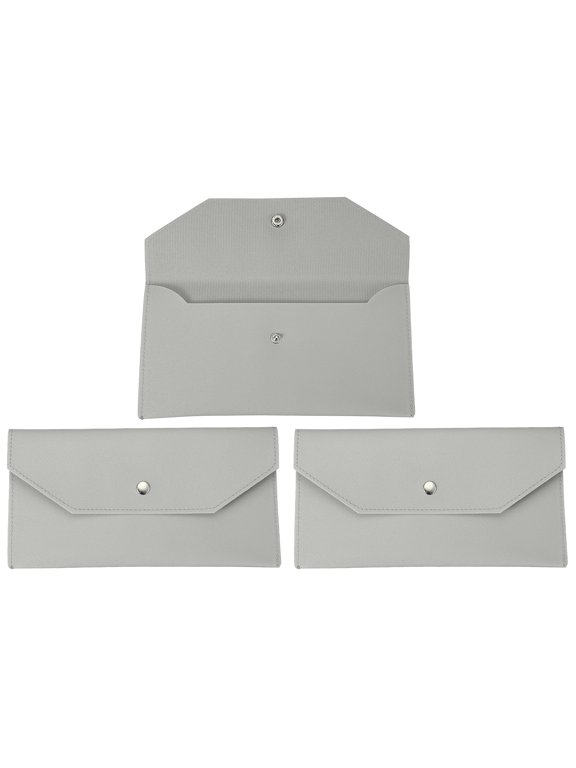 2 Pack Cash Envelope Wallet, Budget Cash Holder Reusable Money Bag Pouch Leather Money Organizer Pouch for Men Women Receipt Check Bill Travel Graduation Holidays, Light Grey