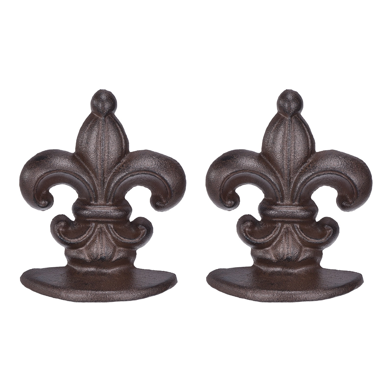 Uxcell 2 Pack Cast Iron Door Stopper, Door Stop Wedge, French Lily Metal Doorstops, Decorative Cast Iron Floor Doorstop for Home Office Kitchen Bathroom, Dark Brown