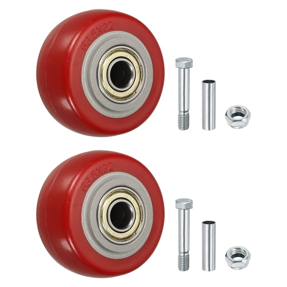 Uxcell 2 Pack Caster Wheels, 2.5 in Nylon Silent Heavy Duty Plate Caster with 3/8" Bore Cart Wheels Replacement for Furniture, Red